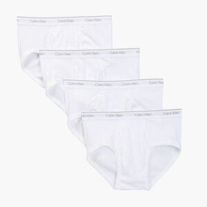 Calvin Klein 4 Pack Classic Fit 100% Cotton Underwear Briefs White